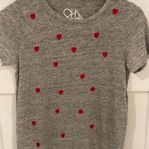 CHASER gray t-shirt with heart embroidery